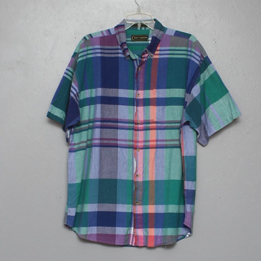 Croft and barrow vintage colorful cotton short sleeve button up